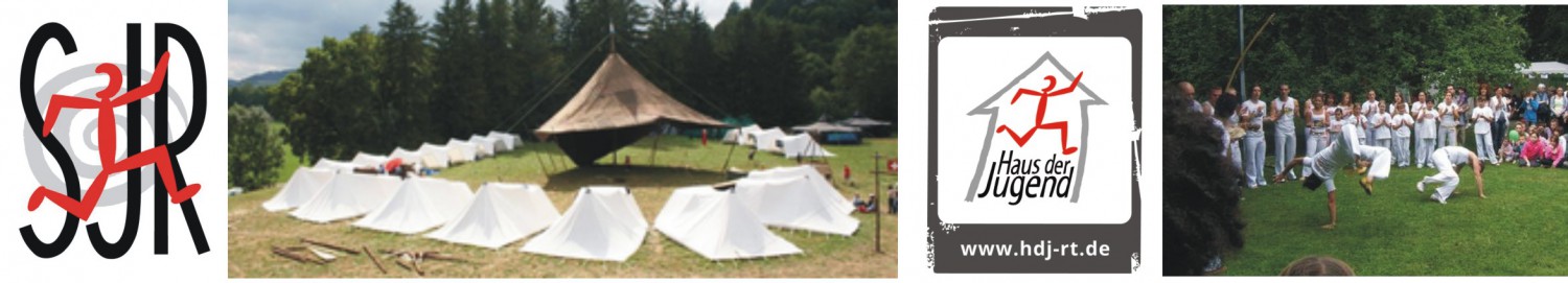 Banner der Homepage des Stadtjugendrings mit Bild eines Zeltlagers