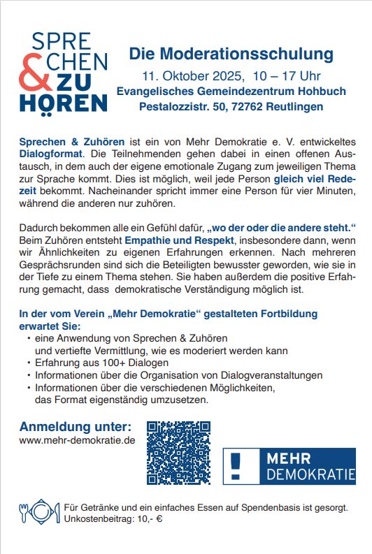 Verständigungsorte
Eine Veranstaltungsreihe im Landkreis Reutlingen 
(10/25 – 3/26)